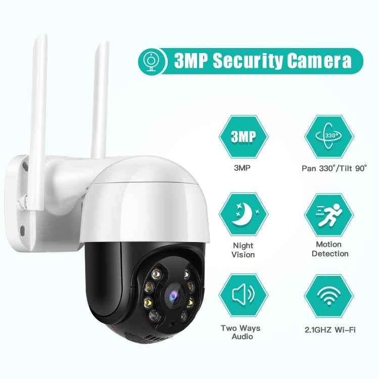 QX29 3.0MP HD WiFi IP Camera, Support Night Vision & Motion Detection & Two Way Audio & TF Card, AU Plug, QX29 QX29 3.0MP HD WiFi IP Camera, Support Night Vision & Motion Detection & Two Way Audio & TF Card, AU Plug, QX29